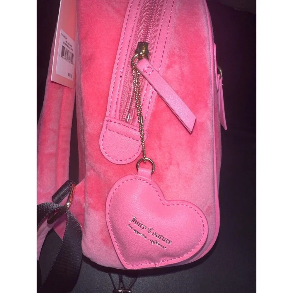 Juicy Couture Pink Lemonade Velour Bling Backpack NEW